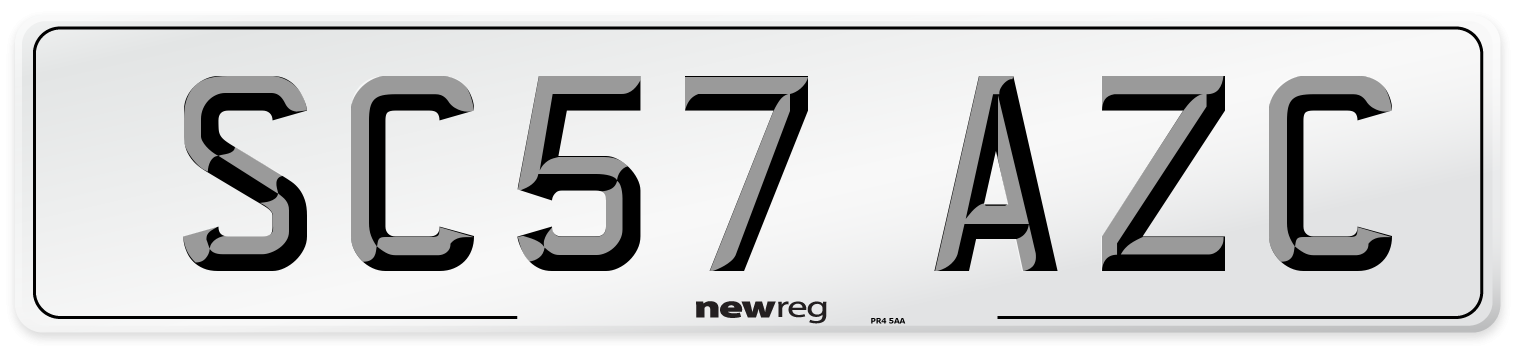 SC57 AZC Number Plate from New Reg